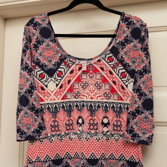 3/4 Sleeve Boho Printed Maxi Dress - Picture 4 of 4